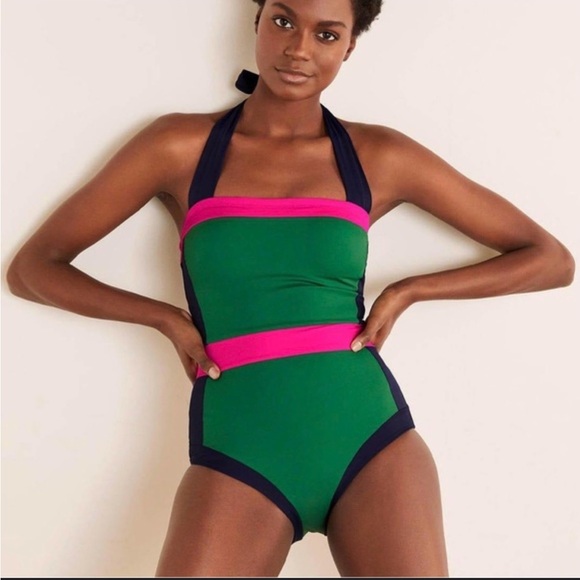 Boden Other - Boden Green and Pink Halter One-Piece Swimsuit